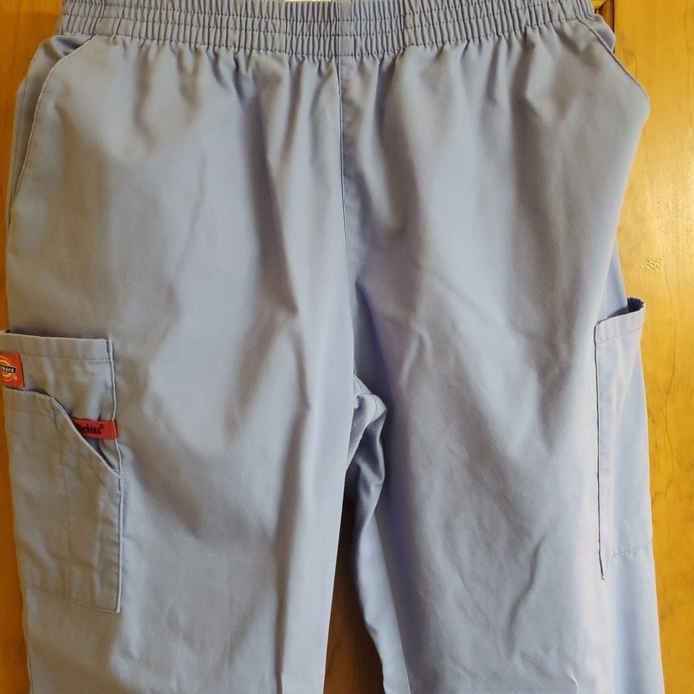 Dickies Medium Petite Scrub Pants Womens Light Blue Cargo Elastic Waist 86106P